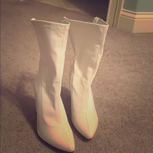 White leather boots